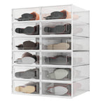 8-Piece Boot and Shoe Storage Box, Stackable Clear Plastic Shoe Box, Space-Saving Shoe Organizer for Boots, Sneakers, and High Heels, Clear