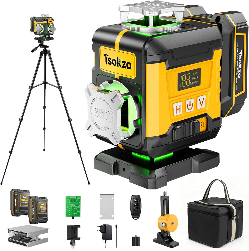 16 Lines Laser Level with Tripod, 4 X 360° Self Leveling for Construction