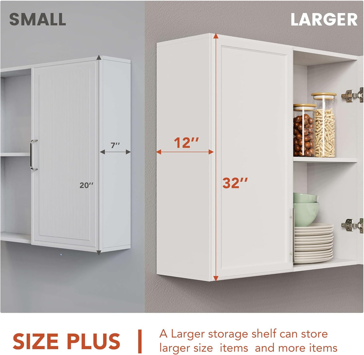 NEWOWNDS Laundry Room Cabinet 30’’x12’’x32’’, Kitchen Cabinet Wall Cabinets with Adjustable Shelves, Wall Cabinet Storage, Utility Cabinets for Laundry Room, White Wall Cabinet with Shaker Door, White