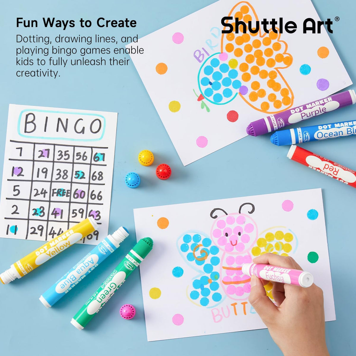 Shuttle Art 150 Pack Dot Markers, 15 Colors x 10 Sets Washable Bingo Daubers for Kids Toddlers, Non-Toxic Water-Based Art Supplies for Preschoolers and Classroom