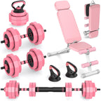 Rendpas 4-in-1 Adjustable Dumbbell Set with Foldable Bench for Home Gym