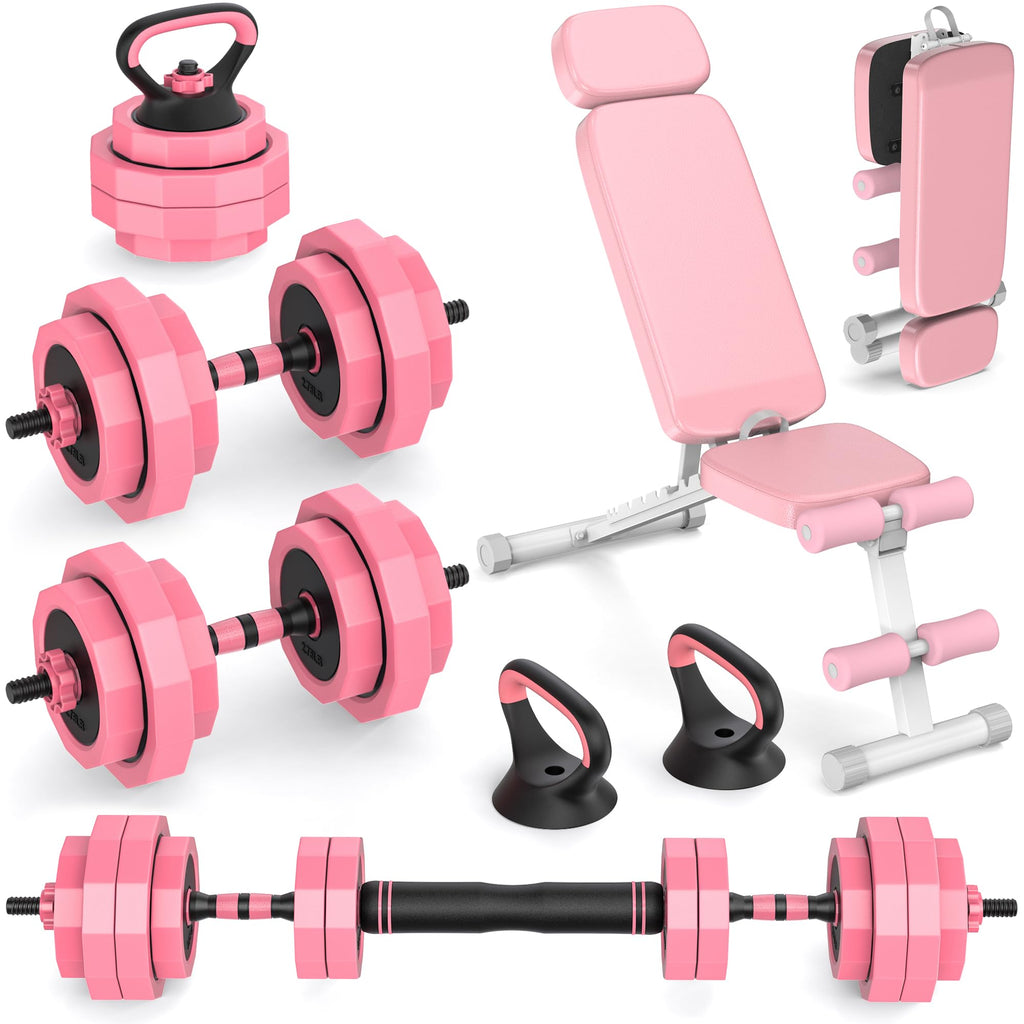 Rendpas 4-in-1 Adjustable Dumbbell Set with Foldable Bench for Home Gym