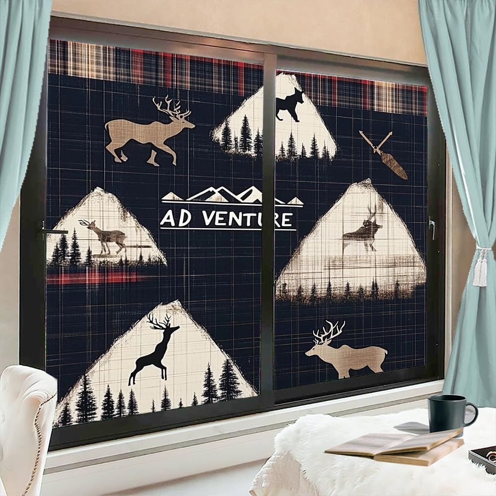 Vintage Door Ocean Stained Glass Window Film 35.4Wx63L inch x 2pcs