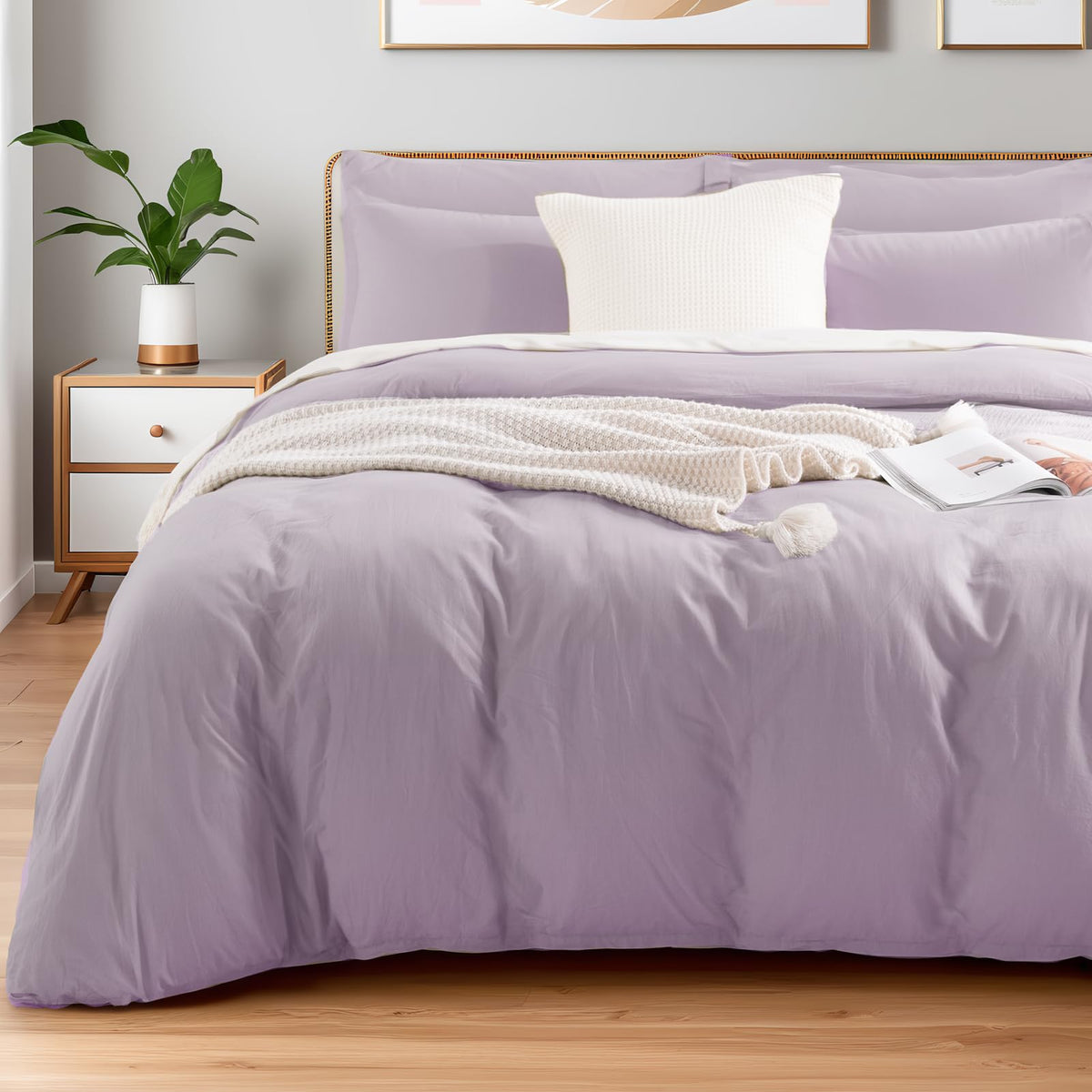 NEXHOME PRO Duvet Cover Set Queen Size Linen Look Textured 100% Washed Cotton Duvet Cover Burgundy Dark Red 3 Pieces Bedding Set with Zipper Closure,Breathable, Soft Organic Natural(No Comforter)