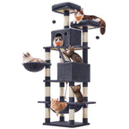 Feandrea Cat Tree, 81.1-Inch Large Cat Tower, Multi-Level Condo, Smoky Gray