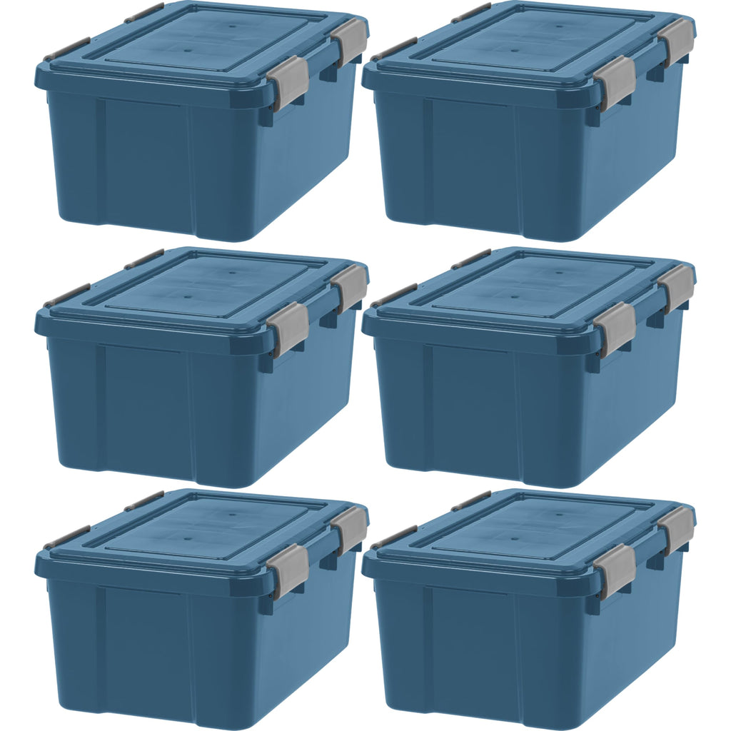 IRIS USA 4-Pack 74 Qt Storage Bins with Gasket Lids, Navy