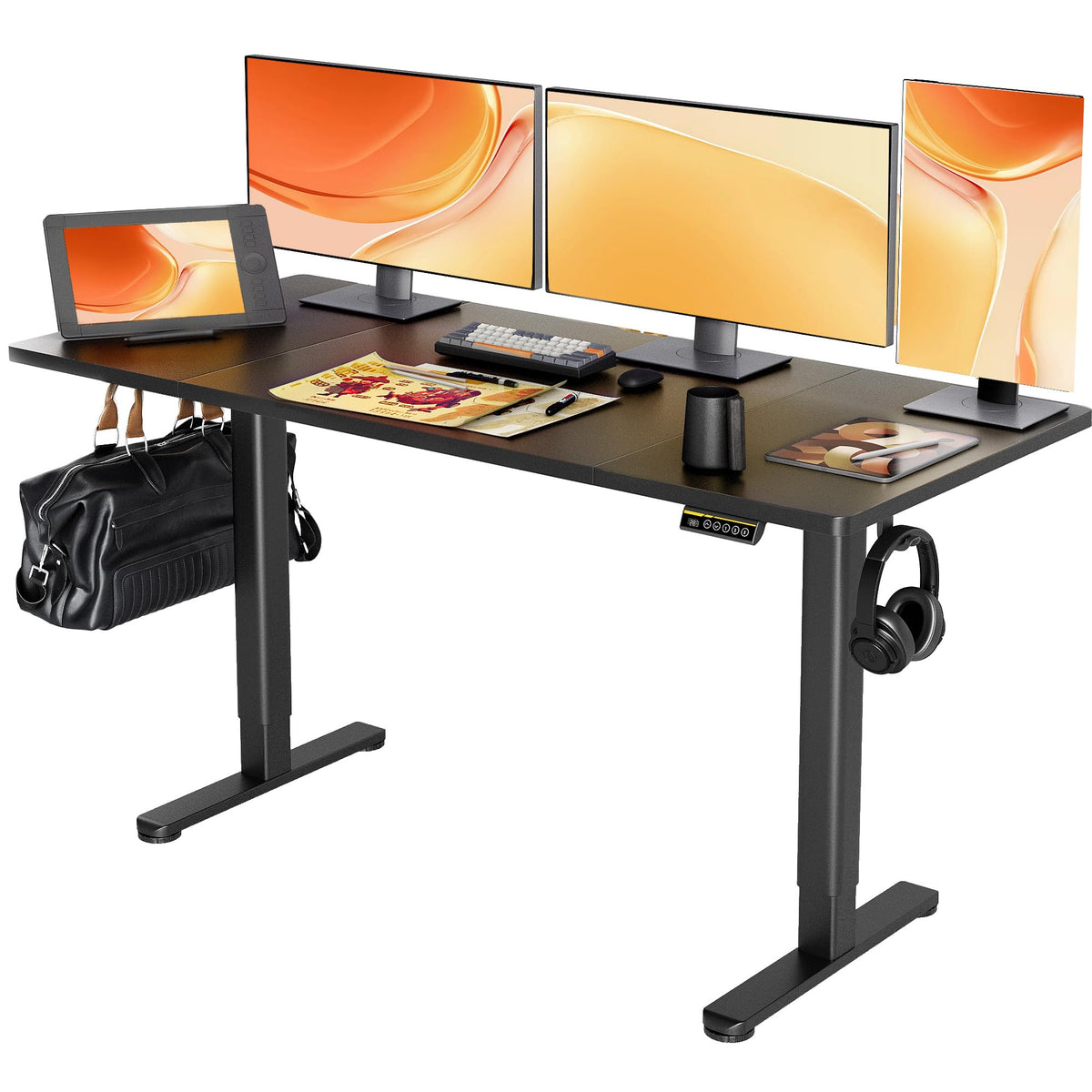 Claiks Electric Height Adjustable Standing Desk, 32x19 Inch, Nature