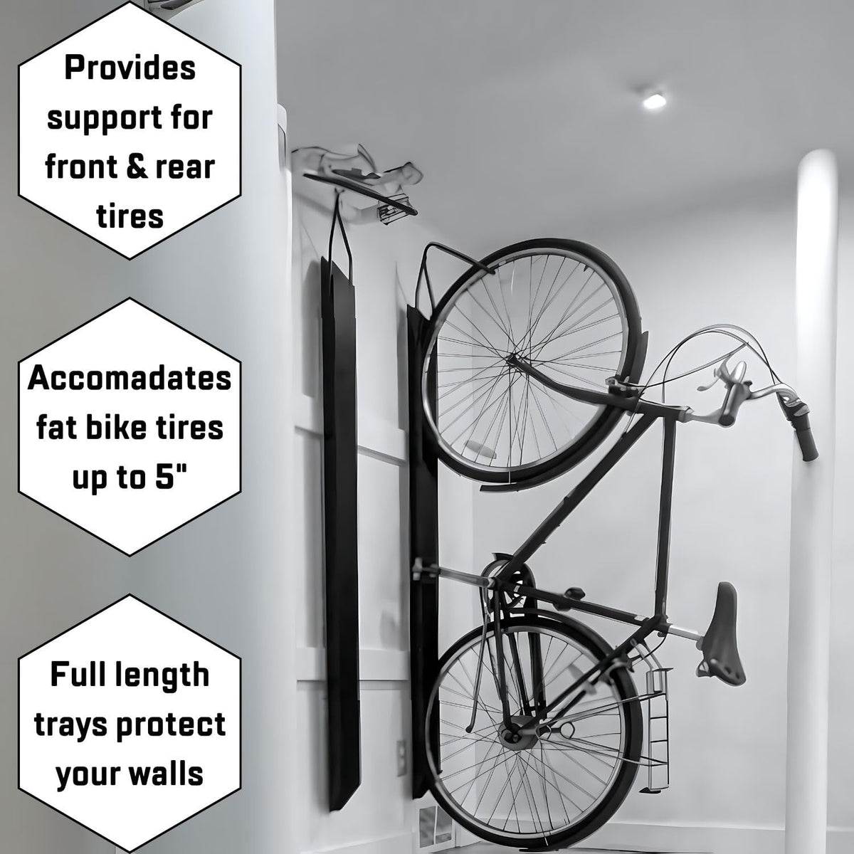 Saris Bike Trac Industrial Strength Vertical Bike Rack, Space Saving Bike Storage, Wheel Track, Full Length Tray, Perfect for Garage, Bike Hanger