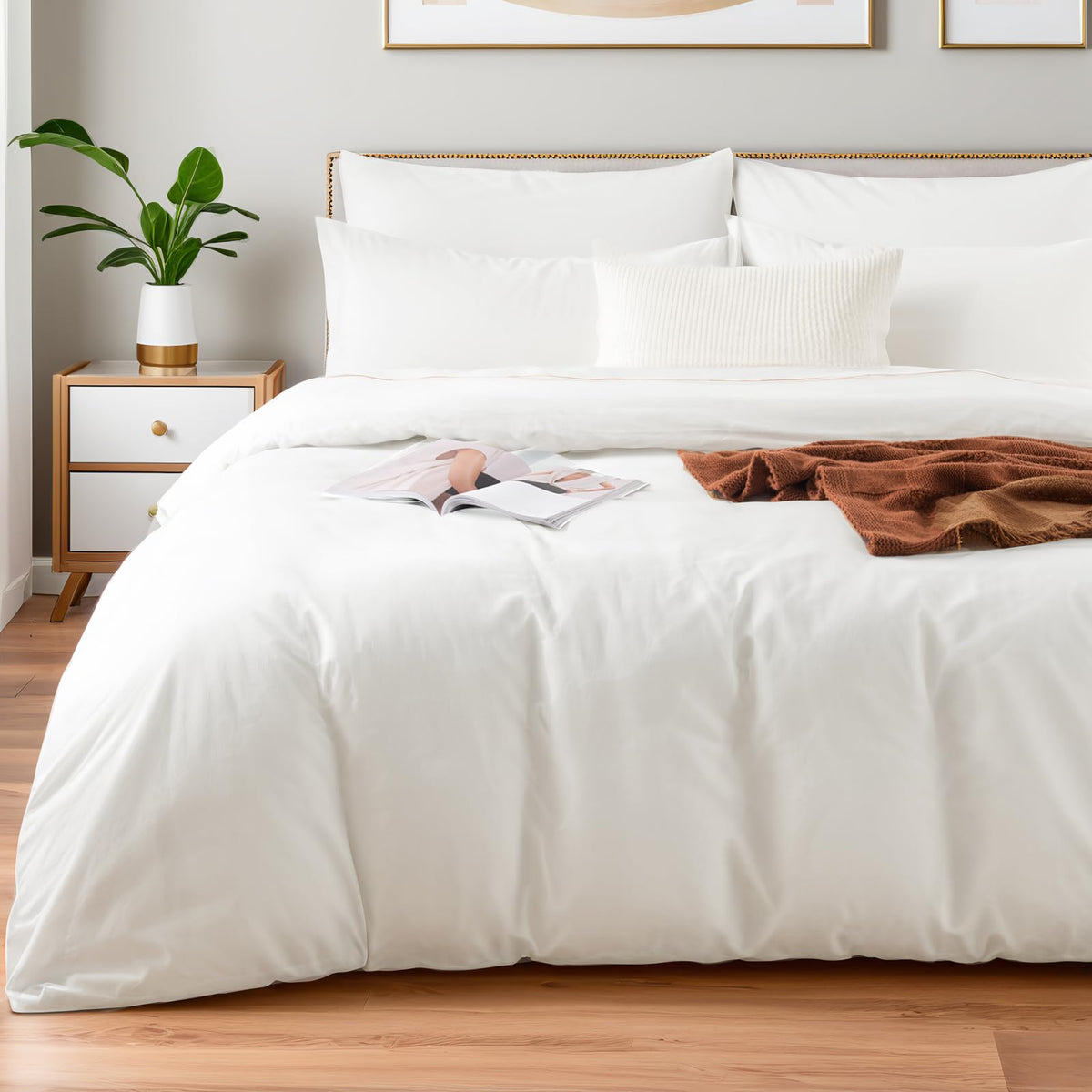 NEXHOME PRO Duvet Cover Set Queen Size Linen Look Textured 100% Washed Cotton Duvet Cover Burgundy Dark Red 3 Pieces Bedding Set with Zipper Closure,Breathable, Soft Organic Natural(No Comforter)