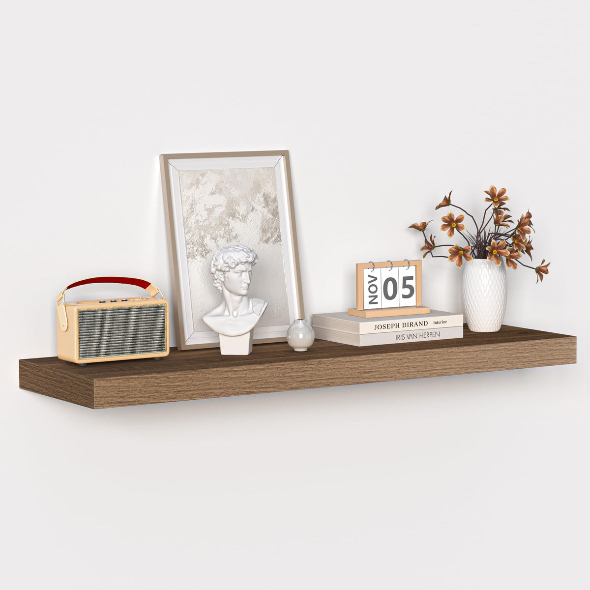 Fun Memories Floating Shelves - 2 Pack 12 Inch Rustic Wooden Wall Shelves - Extra Deeper & Thicker Wall Mounted Storage Shelf for Living Room, Kitchen, Farmhouse - 36" W x 12" D x 1.8" H - Brown