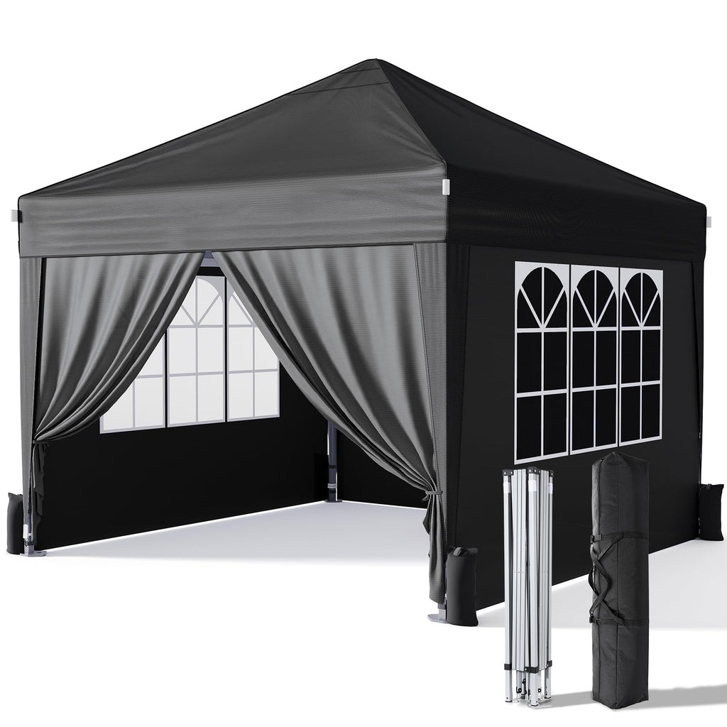Driftalia 10x10 Pop Up Canopy Tent with Sidewalls, One-Push Instant Setup