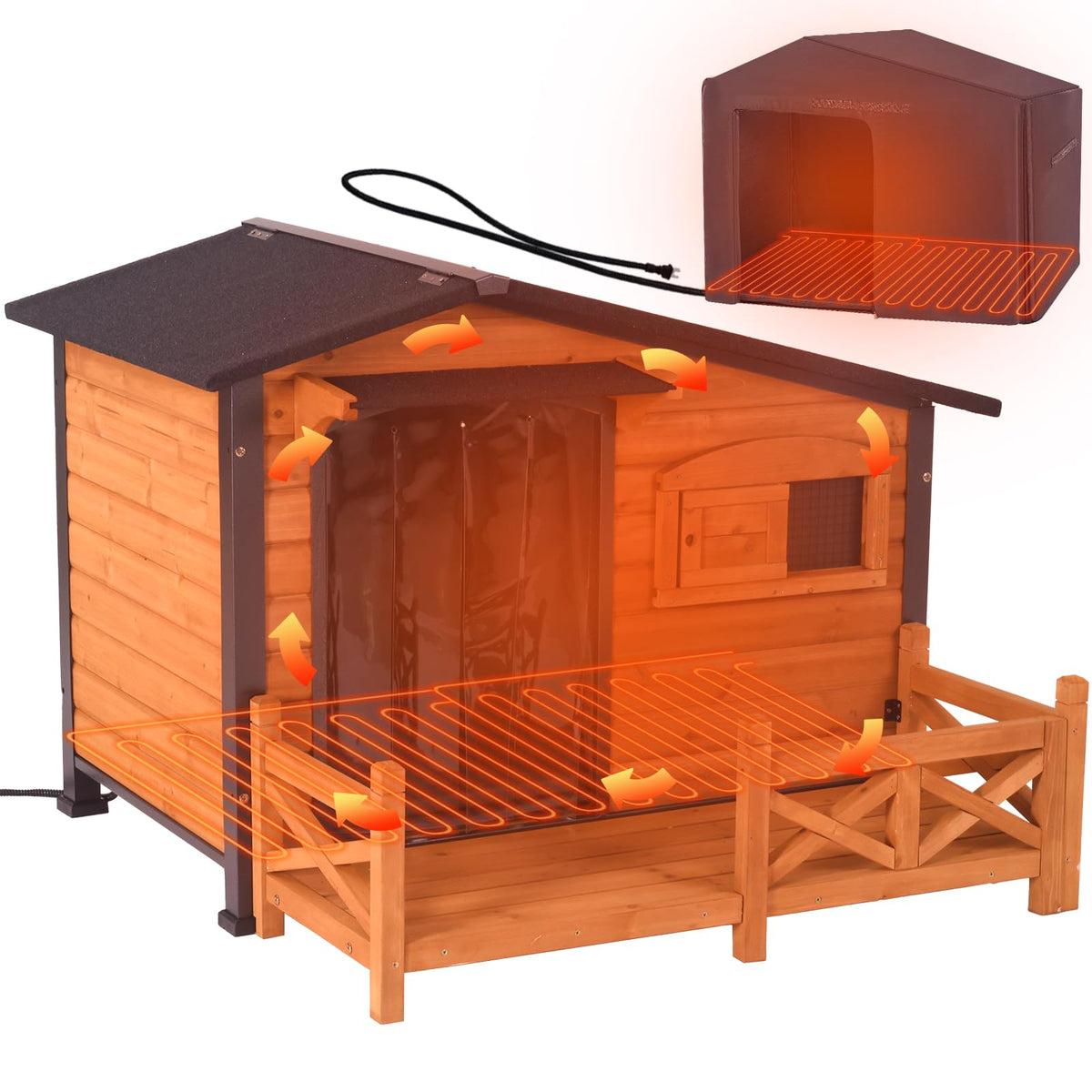 GUTINNEEN Dog House Insulated for Small Dogs Outdoor Cat House Feral Cat Shelter with Thermal Liner