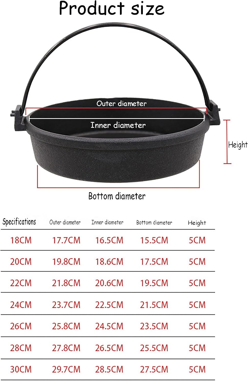 Japanese Cast Iron Sukiyaki Pan Iron Pot Shabu Shabu Nabe Hotpot Induction Cookware, Made in Japan for Camping Cooking, BBQ, Induction Cooker,30CM