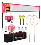 20ft Portable Outdoor Volleyball Badminton Combo Net Set