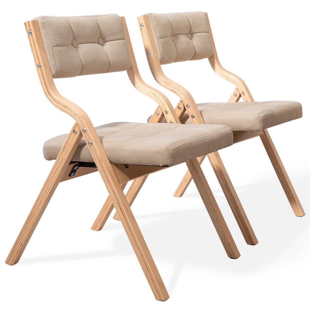 HOMEFUN Folding Chairs with Cushion, Folding Dining Chairs, 2 Pack