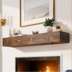 60x8x3in Rustic Fireplace Mantel Pine Wood, Weathered Brown