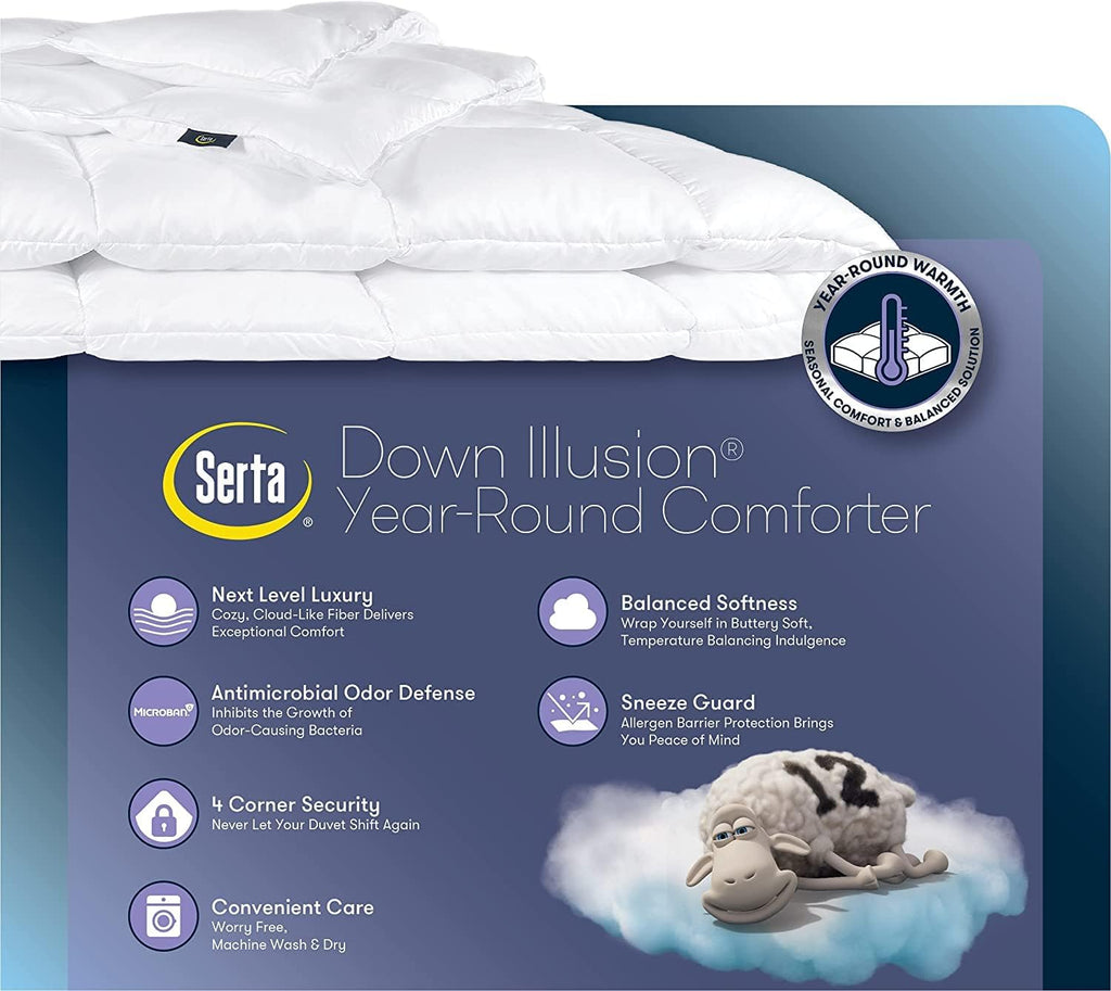 Serta Down Illusion All Season Down Alternative Comforter, Full/Queen