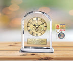 Diamond Cut Marquee Crystal Engrave Gear Clock Employee Service Gift