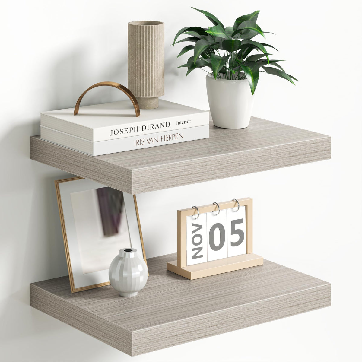 Fun Memories Floating Shelves - 2 Pack 12 Inch Rustic Wooden Wall Shelves - Extra Deeper & Thicker Wall Mounted Storage Shelf for Living Room, Kitchen, Farmhouse - 36" W x 12" D x 1.8" H - Brown