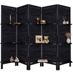 TEAKMAMA Room Divider, Room Divider with Shelves, 4 Panel,Distressed White