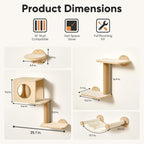 FUKUMARU Cat Wall Shelves, 5 in 1 Set, Beige