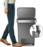 simplehuman 45 Liter / 12 Gallon Rectangular Kitchen Step Trash Can with Soft-Close Lid, Grey Plastic