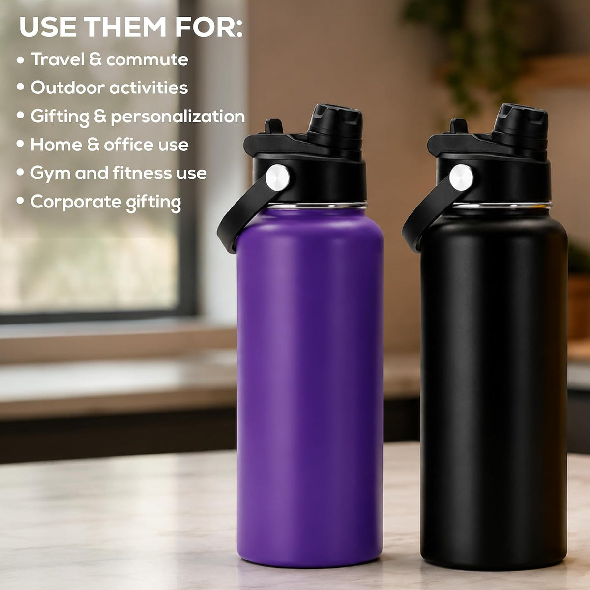 makerflo 32oz Powder Coated Hydro Water Bottle Blanks, Orange, Case of 25