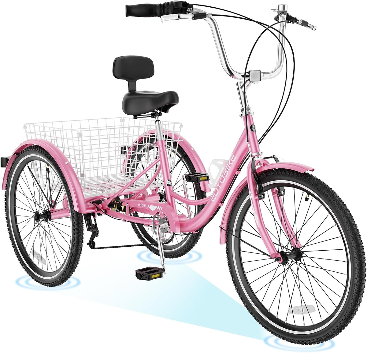 ABORON Adults Tricycle, 3 Wheels Bike for Adult, Tricycle for Adults, Double-Wall Wheel Rims, Tricycle for Women Men Exercise Outdoor Sports