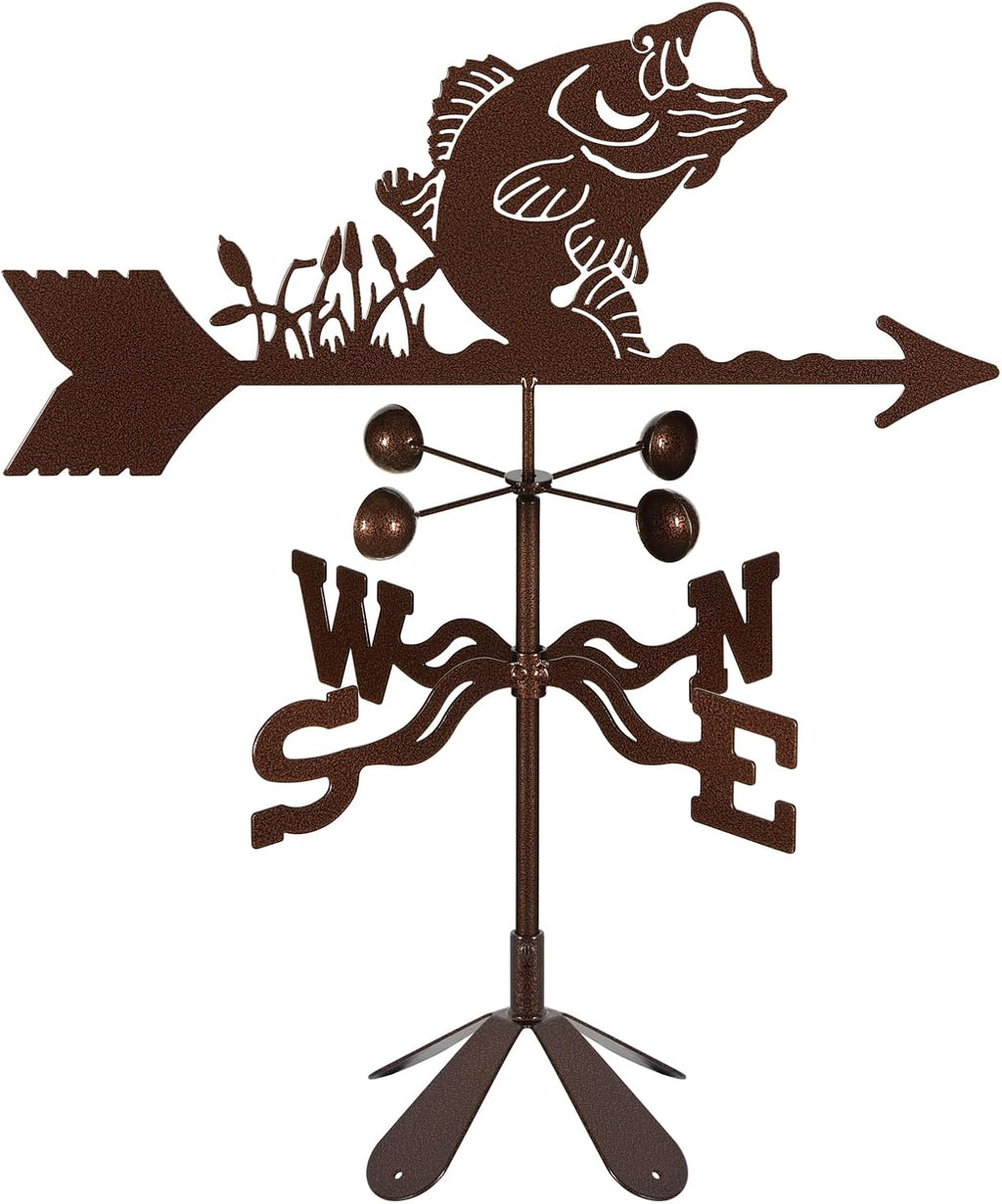 EZ Vane Steel Bass Weathervane with Wind Cups — 4-Sided Mount