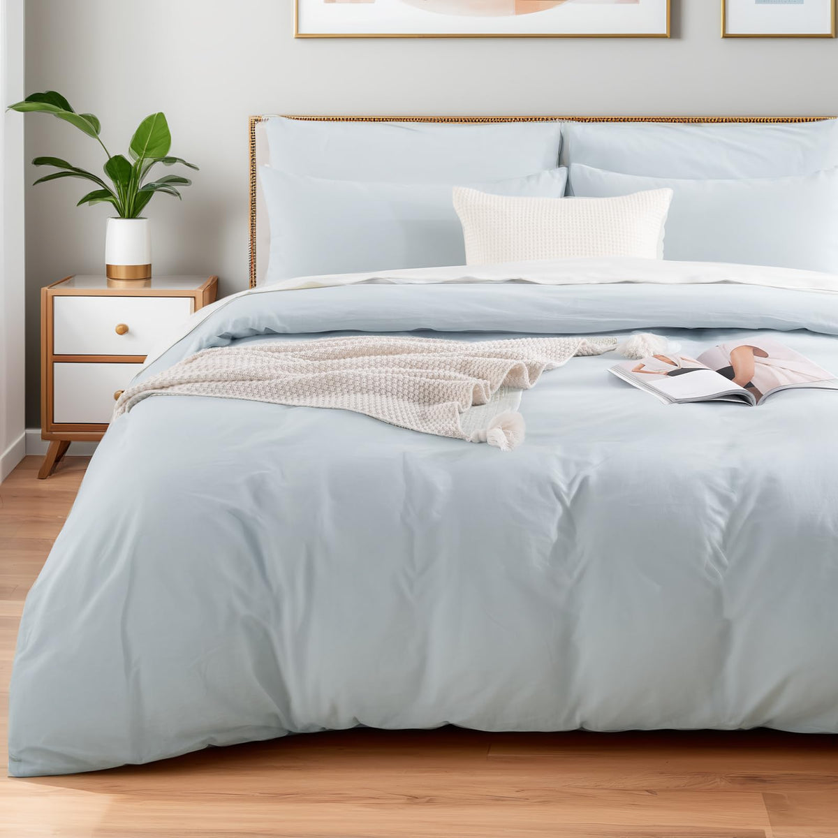 NEXHOME PRO Duvet Cover Set Queen Size Linen Look Textured 100% Washed Cotton Duvet Cover Burgundy Dark Red 3 Pieces Bedding Set with Zipper Closure,Breathable, Soft Organic Natural(No Comforter)