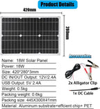 4000W 12V to 110V/220V Solar System Combination Inverter Solar Panel Kit Solar Generator Home Grid System 30A Controller + 18w12v Solar Panel (Color : Black, Size : 12V-110V)