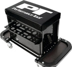 Performance Tool W85025 3-Drawer Rolling Tool Chest Seat With Magnetic Side Trays, Black
