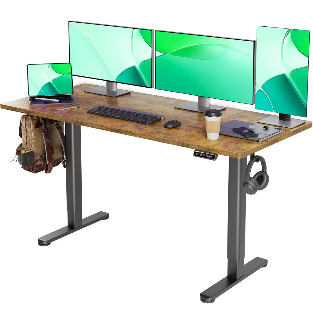 Claiks Electric Height Adjustable Standing Desk, 48x24 Inch, Deep Black