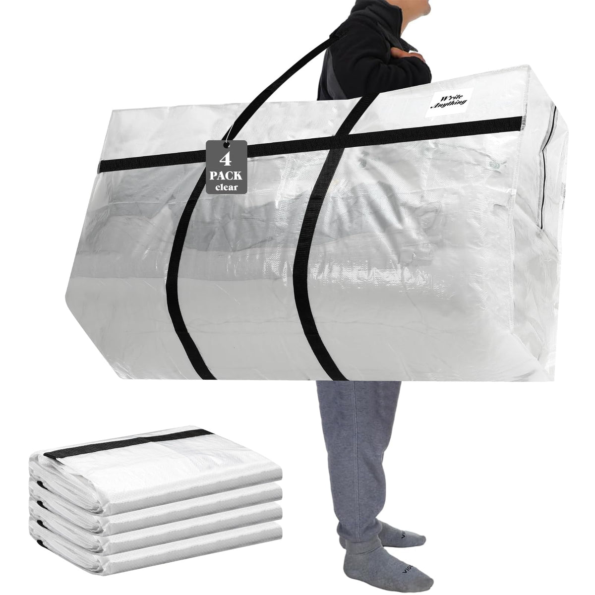 Windyun 4 Pcs 195 Gallon Extra Large Moving Bags XXL Heavy Duty Storage Bag