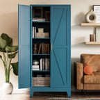 COFaR Home Farmhouse Storage Cabinet with 2 Barn Door, 61" H Metal Cabinet