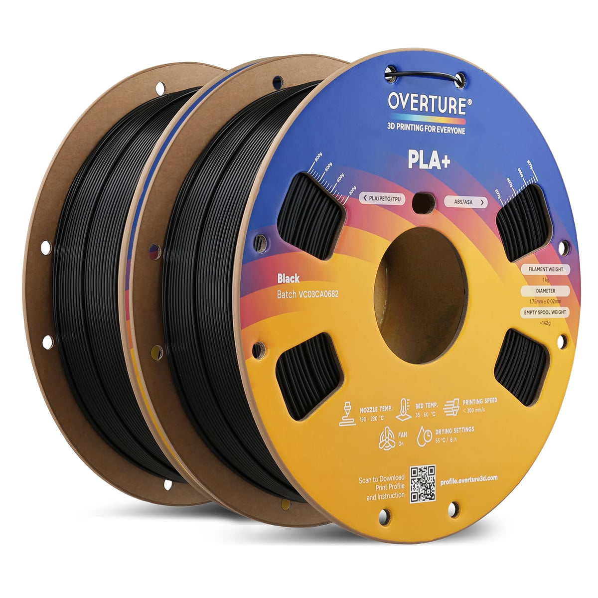 OVERTURE 10KG Bundle High Speed PLA+ 3D Printer Filament 1.75mm