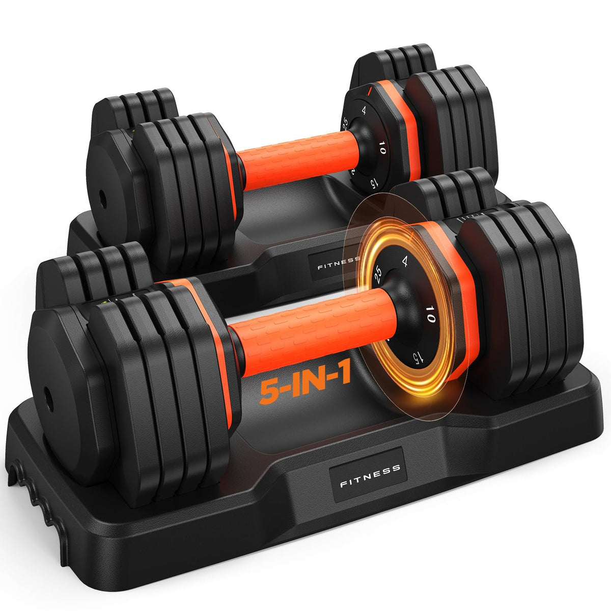 2026 FDB2 Updated Adjustable Dumbbell Set of 2, 5-in-1/10-in-1 Weights Dumbbell Set with Storage Box, 25lbs/55lbs Adjustable Weights with Anti-slip Silicone Grip, Weight Set For Home Gym Suit both Men and Women