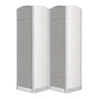 6 Panel Folding Room Divider,Woven Privacy Screen,Light Beige