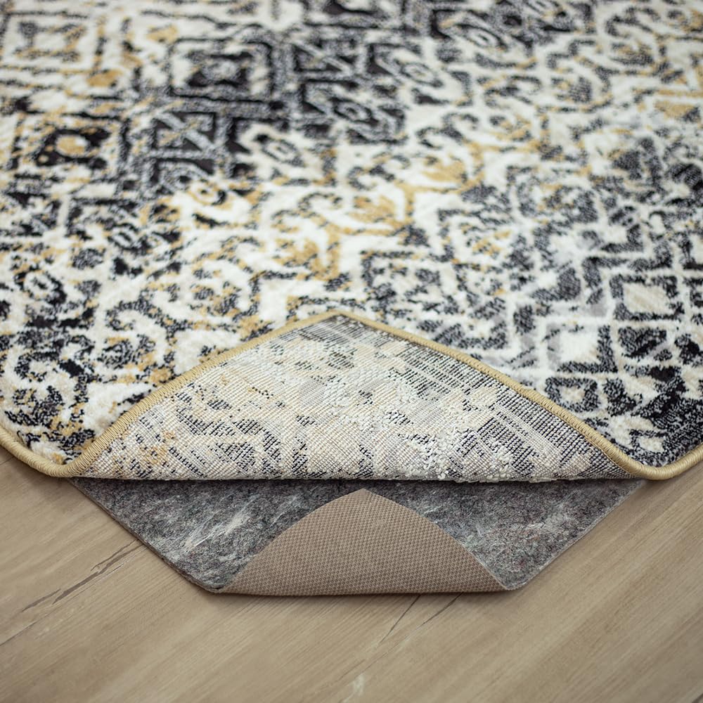 Mohawk Home Non Slip Rug Pad 9' x 12'- 1/4" Thick Felt + Latex Rubber Gripper - Dual Surface Cushion for Hardwood, Carpet, Tile Floors, Made in USA