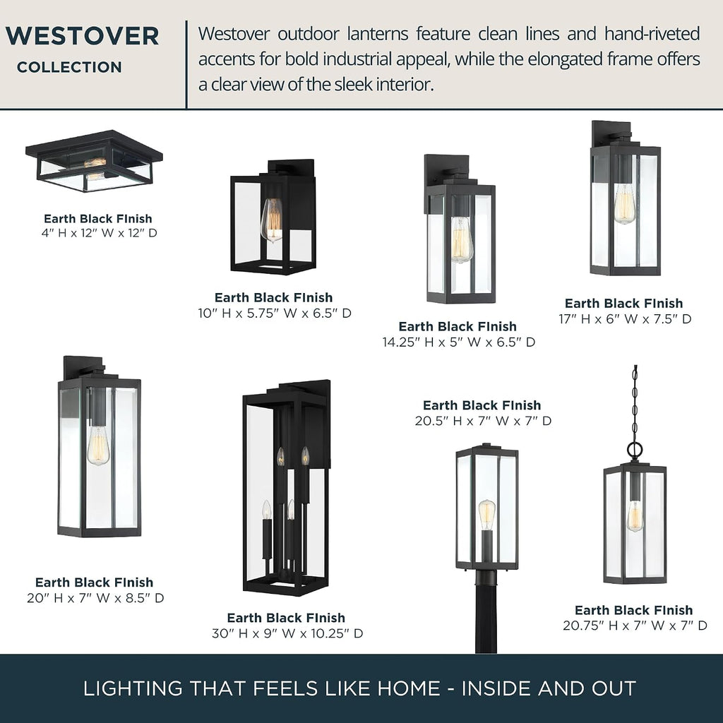 Quoizel Westover 16" Outdoor Pier Mount Light, Earth Black