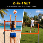 A11N SPORTS Outdoor Volleyball and Badminton Combo Set - Includes Adjustable Height Anti-Sag Net, Volleyball, Air Pump, 4 Badminton Rackets, 2 Shuttlecocks, Boundary Line Marker, and Carrying Bag