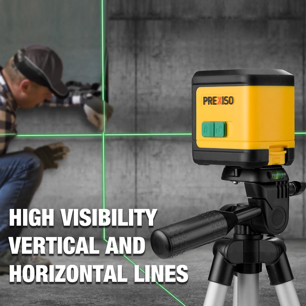 PREXISO Laser Level with Tripod, 100Ft Dual Modules Cross Line Laser Level