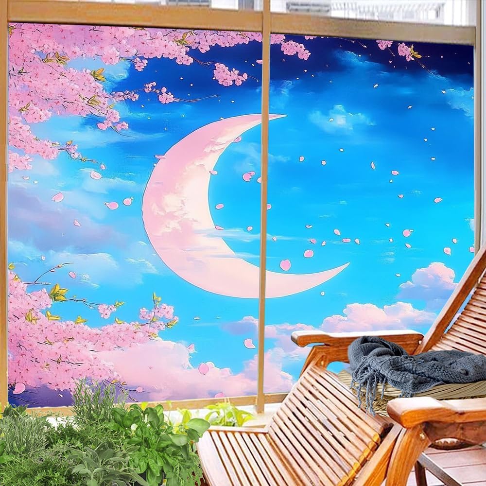 Colorful Cherry Blossoms Privacy Window Film 35.4Wx63L inch x 2pcs