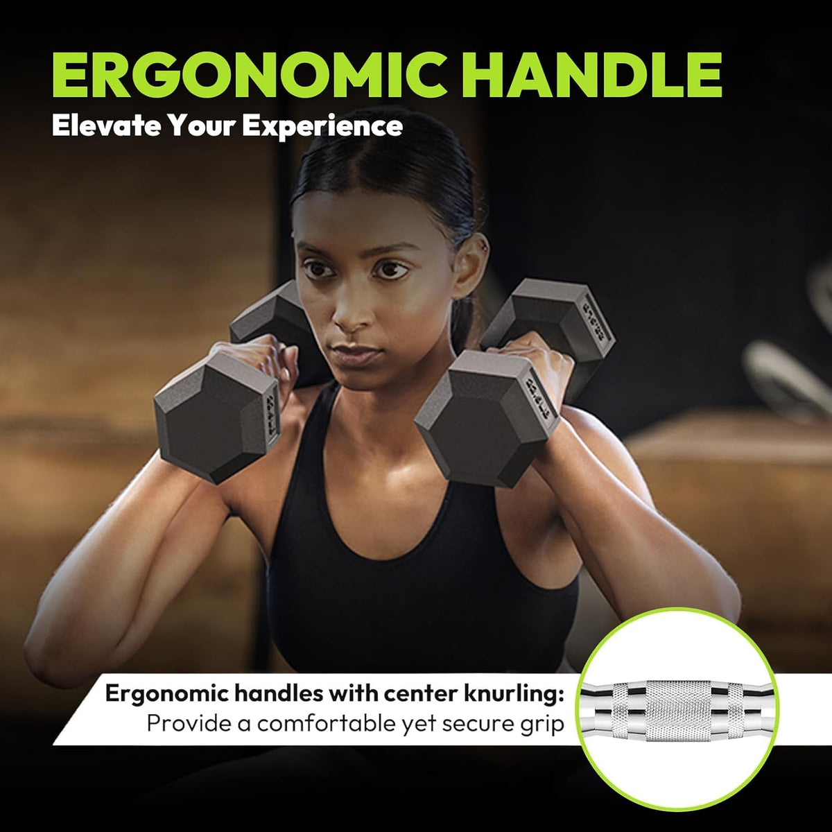 HANDBODE Hex Dumbbell Set of 2, Rubber Encased Fixed Dumbbells, 2.5-65 lb