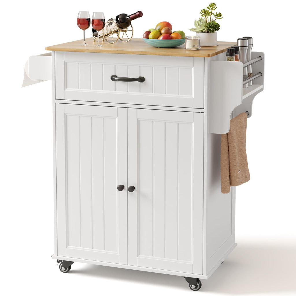 Gizoon 33" W Kitchen Island Cart with Adjustable Shelf, Black