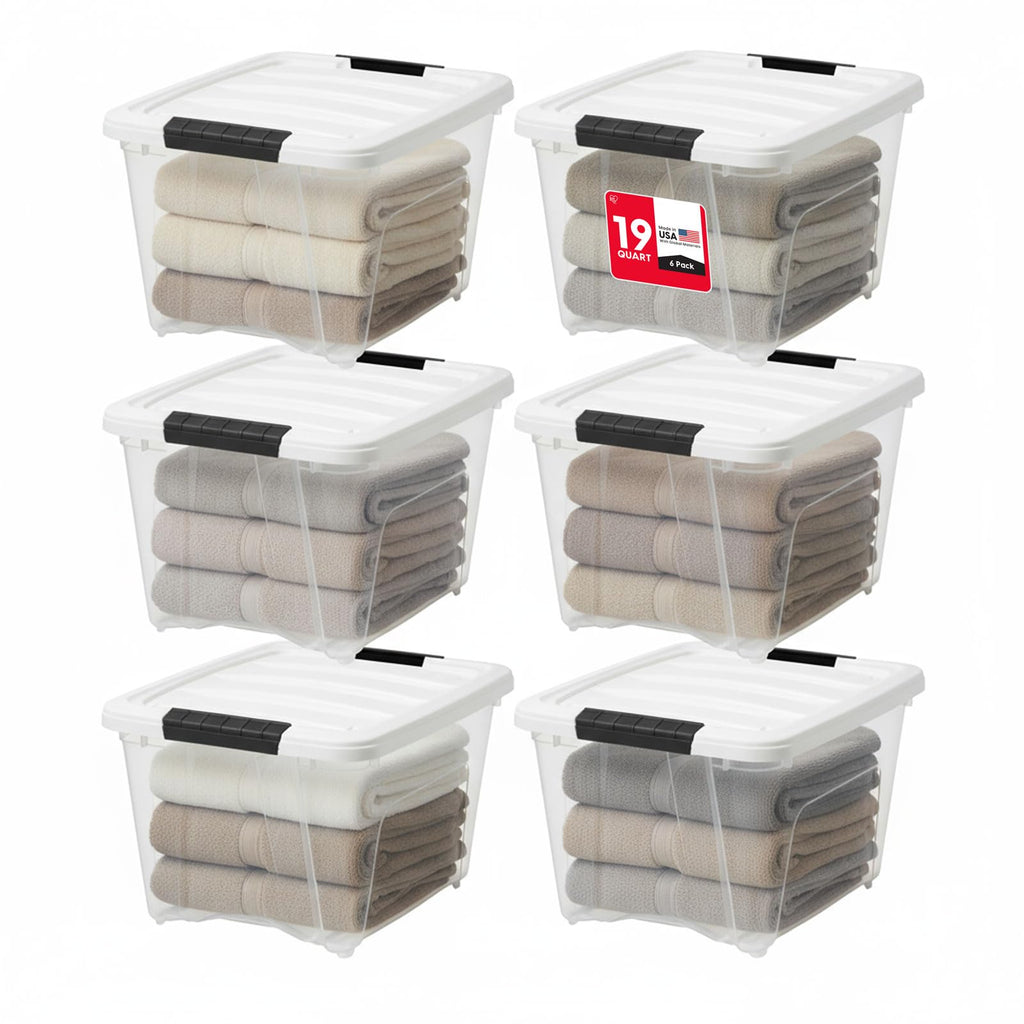IRIS USA 6-Pack 72 Quart Storage Bins with Lids, Clear