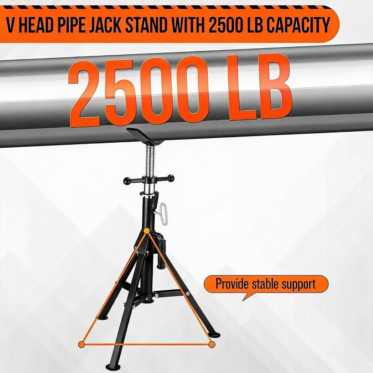 2PCS Pipe Jack Stand, 2500LB Carbon Steel Heavy Duty Pipe Stand