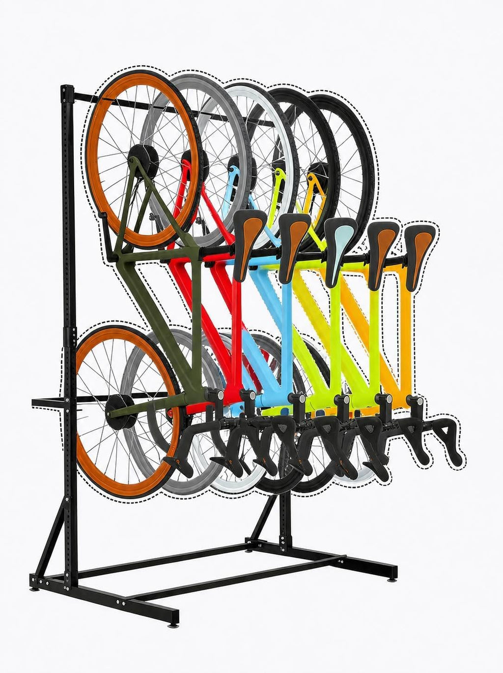 Garvee Freestanding 5 Bike Storage Rack Adjustable Height Floor Bike Stand