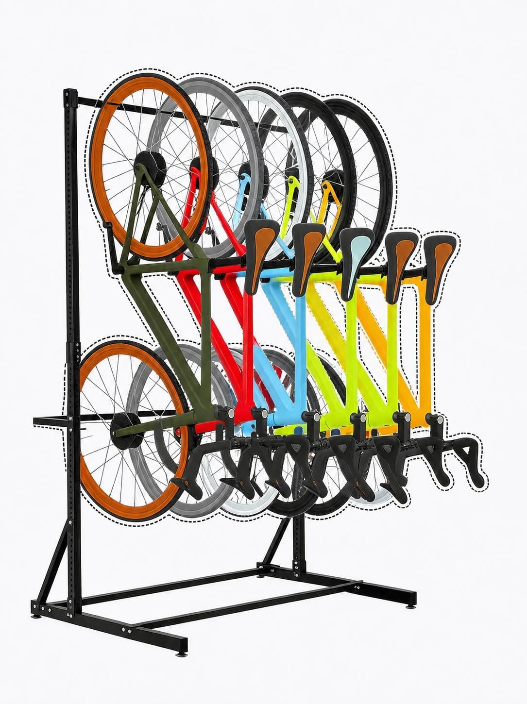 Garvee Freestanding 5 Bike Storage Rack Adjustable Height Floor Bike Stand