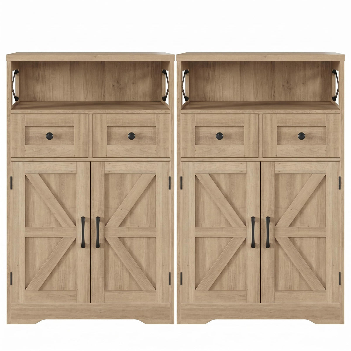 Farmhouse Storage Cabinet with Drawers, Small Kitchen Pantry Cabinet, White